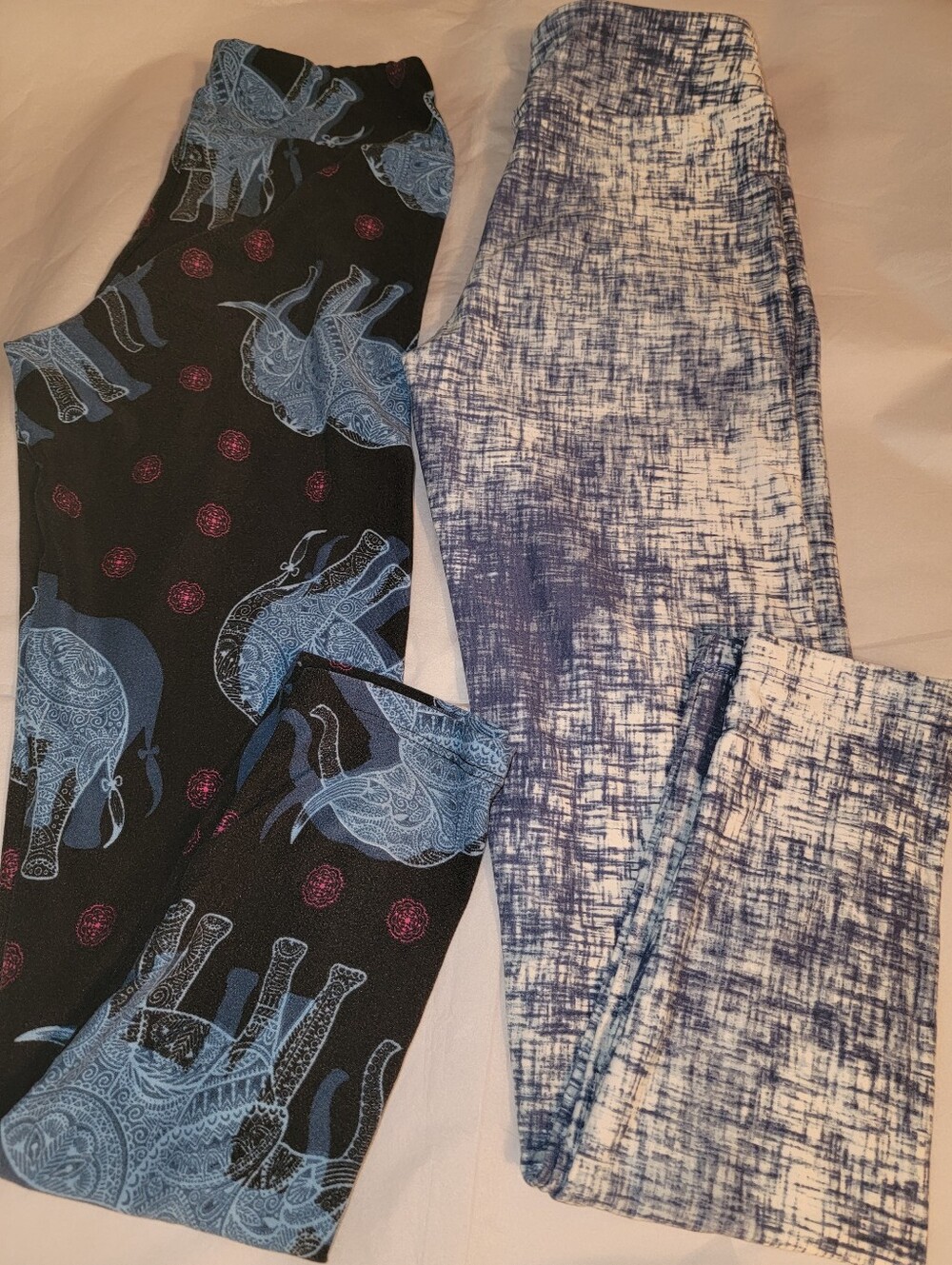 Kid's’s Printed Leggings - Blue Elephant & Blue Marble Patterns